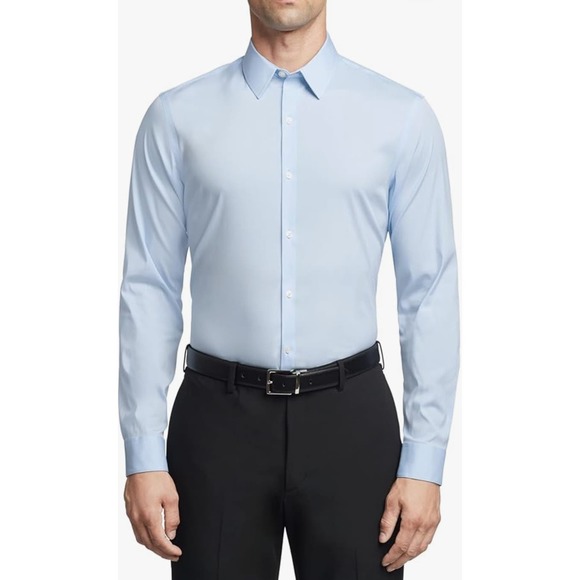 Calvin Klein Men's CK Extra-Slim Stretch Dress Shirt Z M Wrinkle-Resistant M1613 - Picture 7 of 7